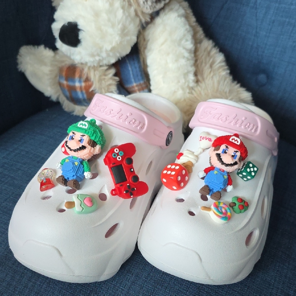 12PCS Cartoon Game Croc Charms Set – Cute Gamer Shoe Charms, Mario Style